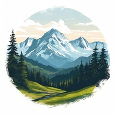 Fototapeta premium the AI Image Generator, Mountain Landscape With Pine Forest And Blue Sky Scenery