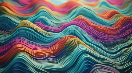 Fototapeta premium beautiful color points, 3D texture relief, undulating mountain range with thin lines, high resolution, high detail, high quality, high definition, hyperrealistic