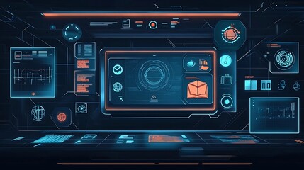 Futuristic Smart Device Interface Showcasing Educational Icons in a Holographic Lecture Setting