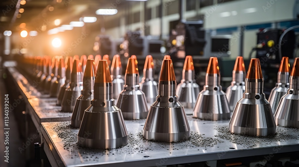 Poster high speed steel tools precisely machining complex industrial parts and components in a well equippe
