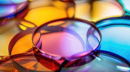 Vibrant Colorful Optical Lenses Close-Up