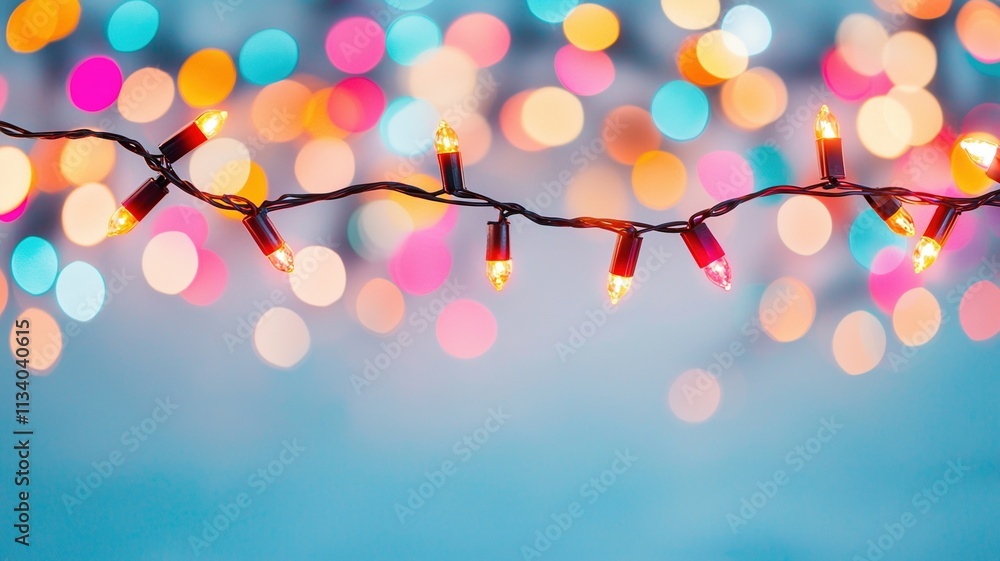 Poster new year gathering concept. a festive display of colorful bokeh lights creates a cheerful and vibran