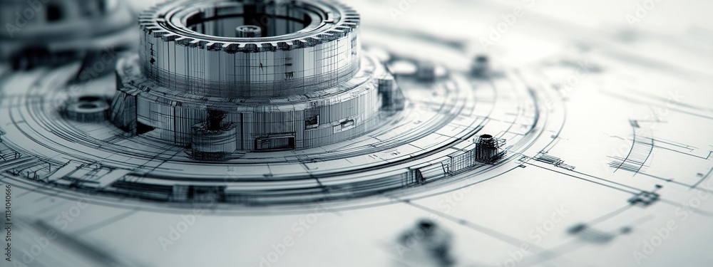 Poster innovative mechanical design process workshop blueprint studio close-up engineering concepts and cre