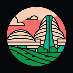 Modern Cityscape Line Art Vector Printable Urban Skyline Illustration