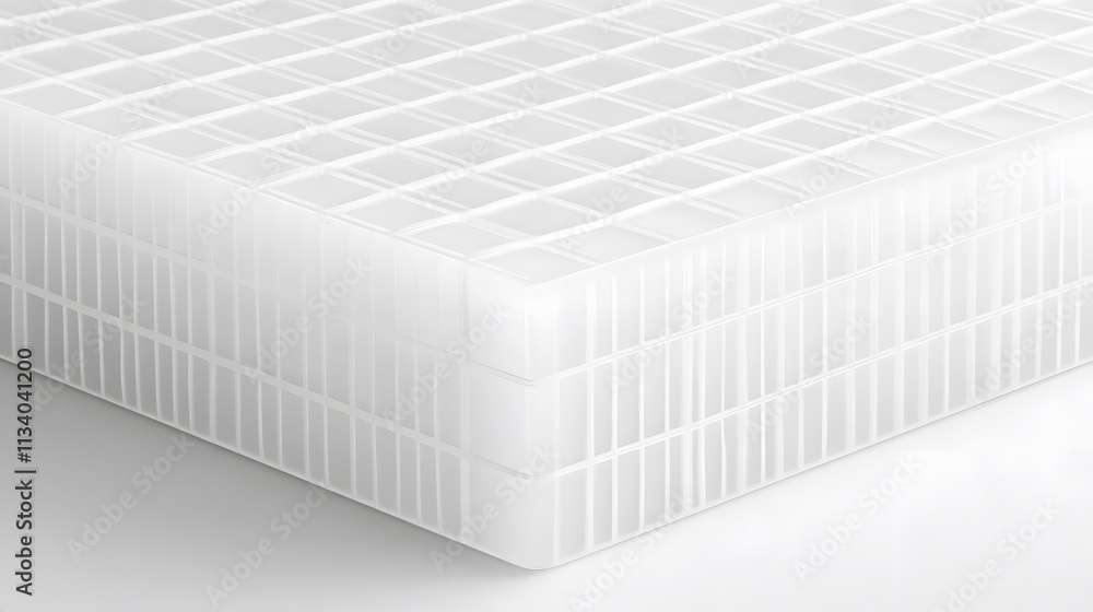 Poster close-up of a white, textured surface with grid pattern.