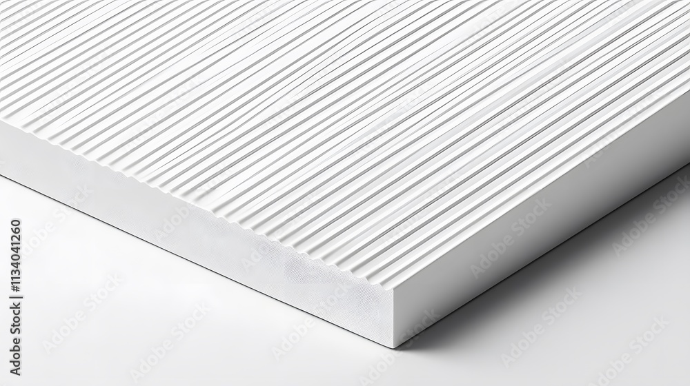 Poster close-up of a white textured surface with parallel lines, showing a corner and shadow.