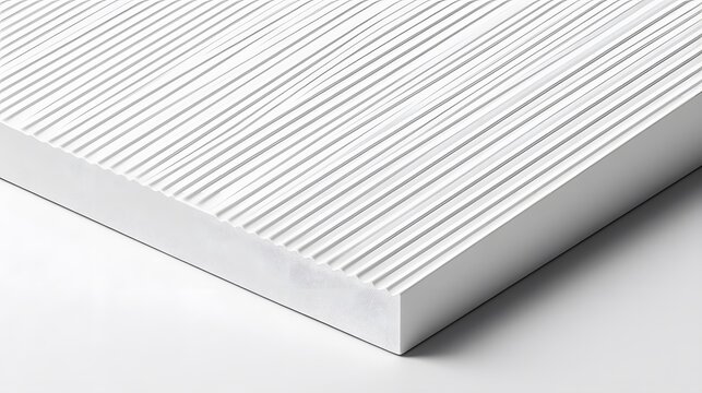 Close-up of a white textured surface with parallel lines, showing a corner and shadow.
