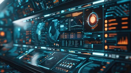 Fototapeta premium Advanced Futuristic Control Room Interface