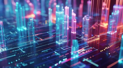 Obraz premium Futuristic Digital Cityscape at Night