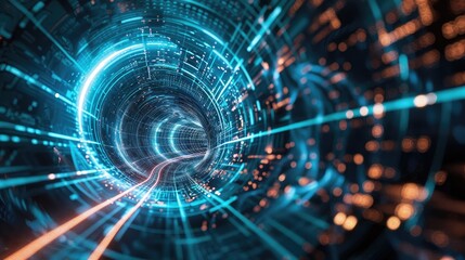 Fototapeta premium Futuristic Digital Data Tunnel