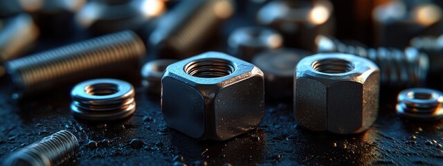 Exploring metal fasteners workshop setting macro photography industrial environment close-up viewpoint mechanical concepts