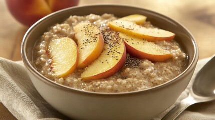 peach oatmeal breakfast bowl
