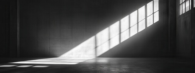 Dynamic light play on industrial walls abandoned warehouse photography minimalist artistic perspective