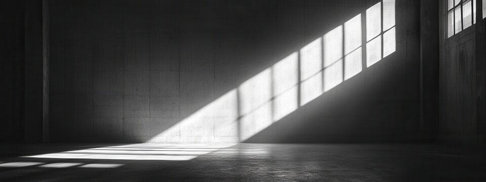 Dynamic light play on industrial walls abandoned warehouse photography minimalist artistic perspective