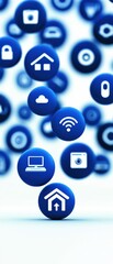 Naklejka premium Exploring digital connectivity icons virtual environment graphic design abstract background close-up view technology concept