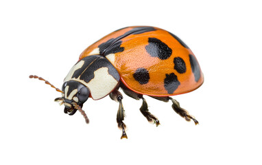 Naklejka premium A Ladybird on a Lush Green Leaf isolated on transparent Background