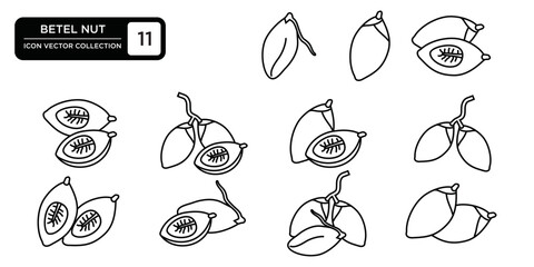 Collection of betel nut icons, editable and resizable vector icon templates.