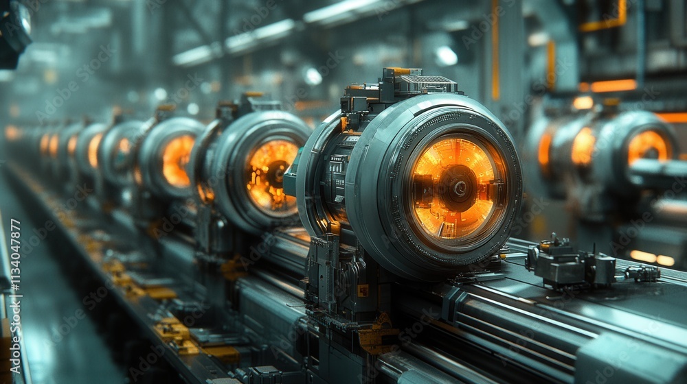 Poster industrial machinery operation in a high-tech factory setting dynamic view on advanced equipment inn