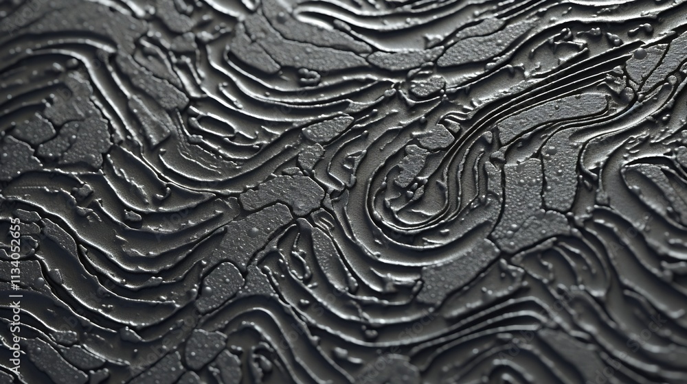 Poster closeup view showcasing the intricate textured surface of a zinc coated steel sheet highlighting the