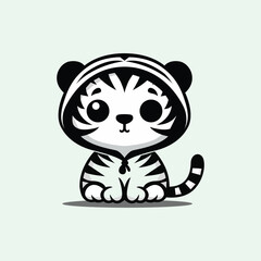 Cute Black And White Shera Khan Tiger Vector