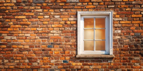Charming Window with White Frame in an Old Brick Wall, Showcasing an Orange Brick Texture and Inviting Natural Light, Perfect for Home Decor and Architectural Photography Needs