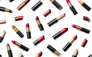 Variety of Lipsticks isolated on transparent Background