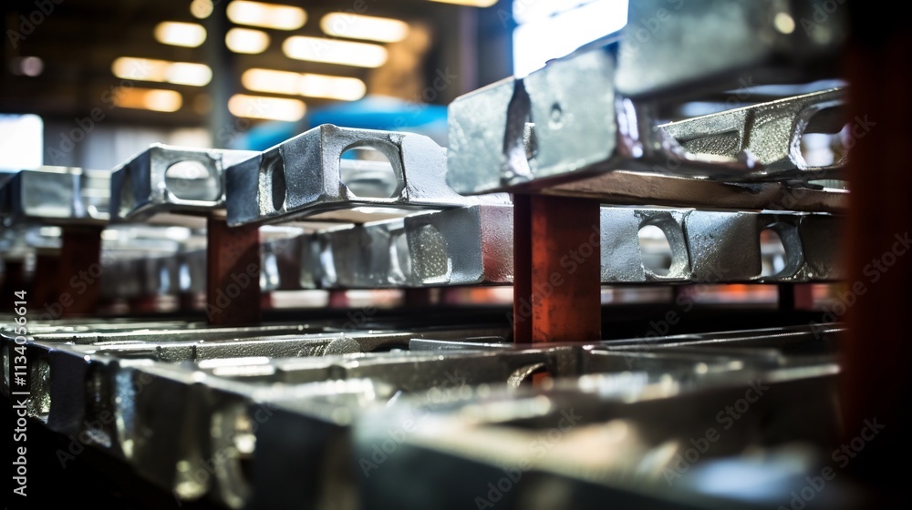 Poster automated assembly of shiny galvanized metal components into finished products on a streamlined fact