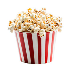 Popcorn Bucket Filled with Freshly Popped Kernels isolated on png transparent background.