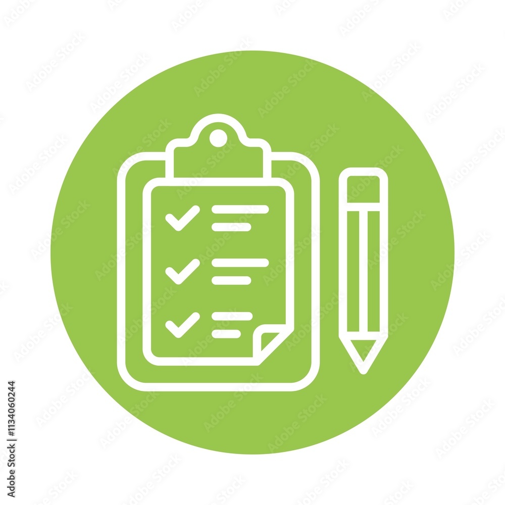 Poster checklist vector circle outline icon. eps 10 file