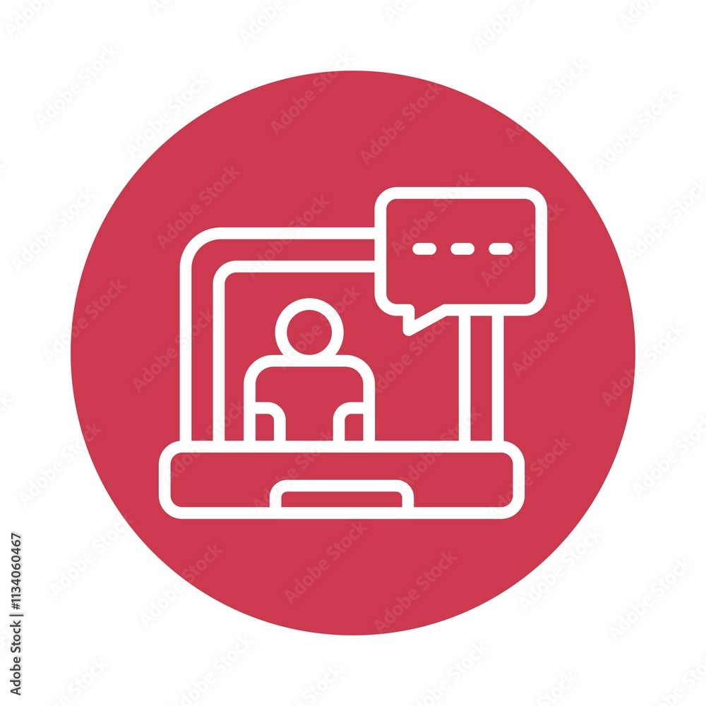 Poster online interview vector circle outline icon. eps 10 file
