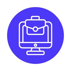 Online Job Vector Circle Outline Icon. Eps 10 File 