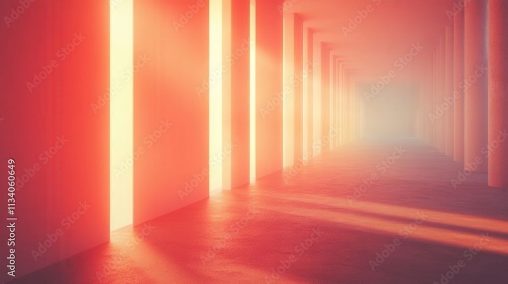 Poster illuminated corridor exploration modern architecture digital art abstract environment perspective vi