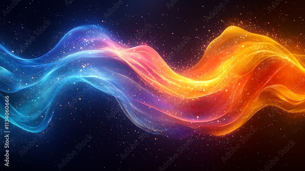 Poster vibrant display of intertwining multicolored electric currents symbolizing energy in motion and crea