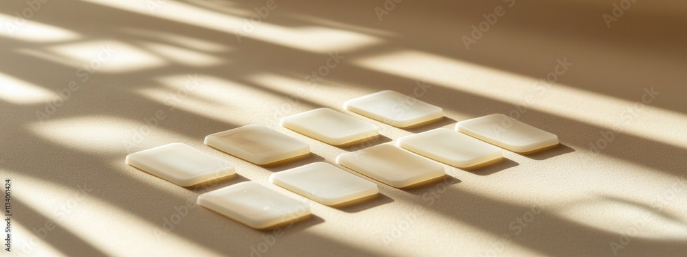 Poster creative light and shadow play with rectangular tiles in a minimalist setting indoor photography mod