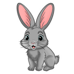 rabbit cartoon A cute rabbit sitting calmly with its soft fur and floppy ears. The rabbit's serene pose exudes charm and tranquility, perfect for nature, wildlife, or pet-themed designs.