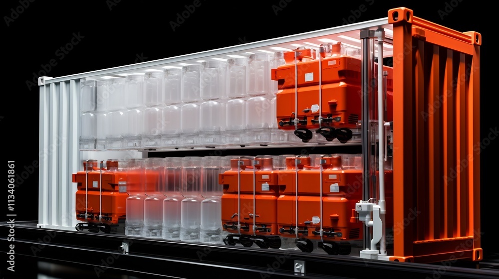 Aufkleber a robotic arm precisely and efficiently placing water bottles into a shipping container showcasing t