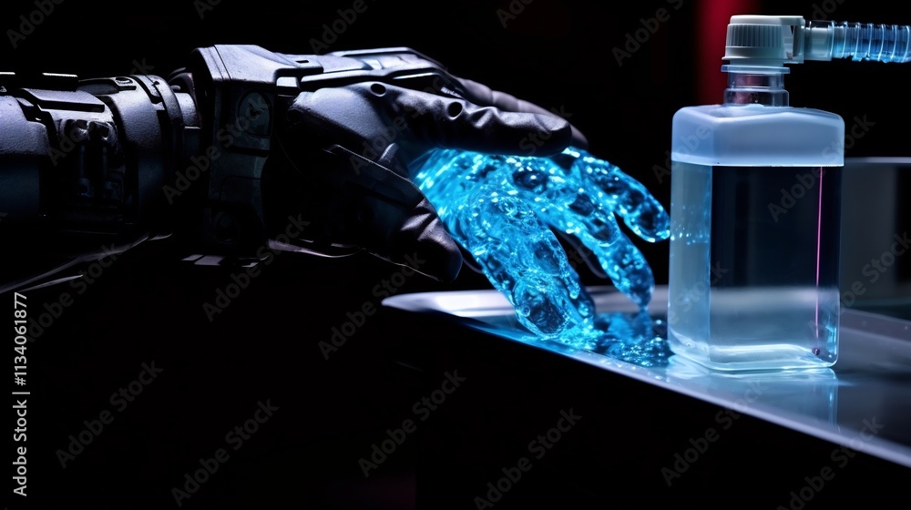 Aufkleber automated robotic arm carefully placing water bottles into a shipping container for efficient logist