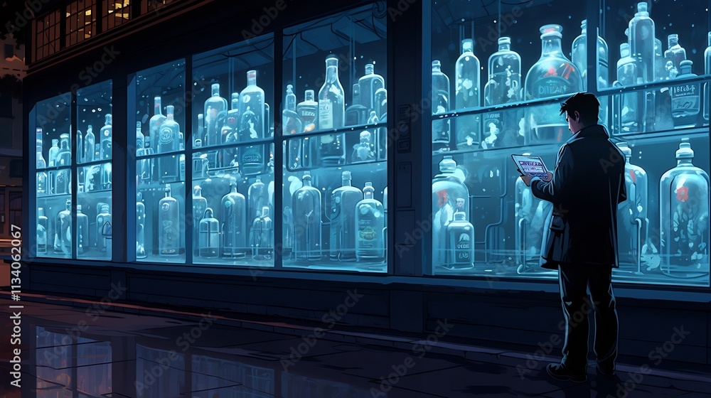 Aufkleber a factory worker utilizing a digital tablet to monitor and analyze the of bottled water during the m
