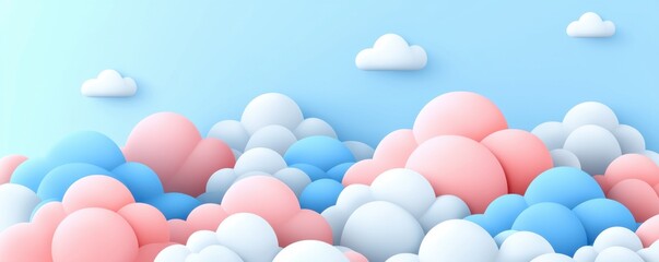 Obraz premium Soft colored clouds floating in a pastel sky digital art tranquil environment aerial view dreamy concept for relaxation
