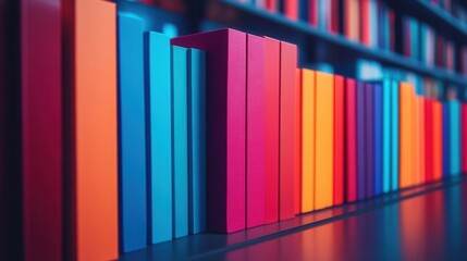 Colorful bookshelf display modern library photography indoor environment close-up view artistic concept for design inspiration
