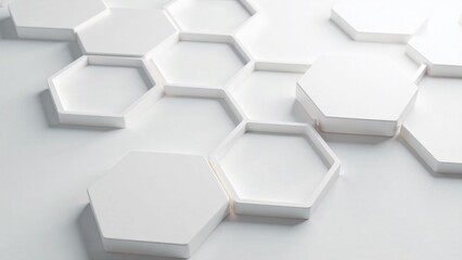 Obraz premium 3D Hexagonal Pattern Background - White Geometric Design