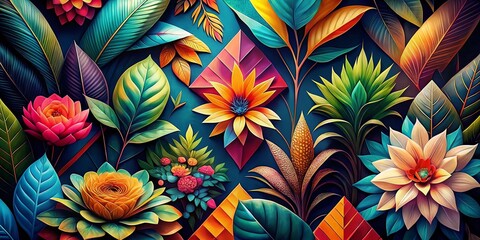 Abstract Geometric Botanical Wallpaper Designs for Elegant Homes - High-Resolution Images