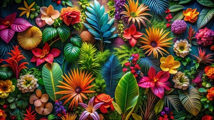 Fototapeta premium Abstract Tropical Floral Wall Decor - Modern Home Art