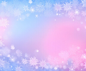 A frosty abstract background with delicate snowflakes and icy textures