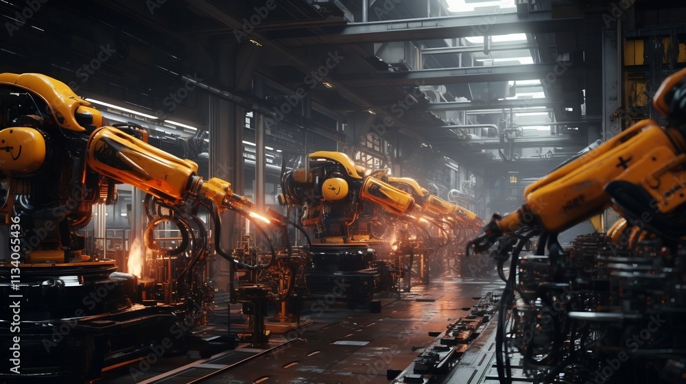 Aufkleber sophisticated robotic systems performing intricate tasks with precision in a high tech oil refining 