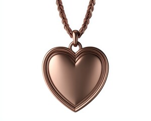 A heart-shaped locket pendant in bronze on a braided chain, symbolizing love and sentimentality.