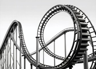 Black and White Roller Coaster Track Curves - Rule of Thirds