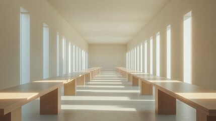 Serene interior design showcase modern office digital art minimalist environment bright viewpoint tranquil concept