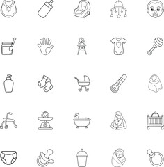 Baby Essentials Icons of Newborn Care, Feeding, and Play