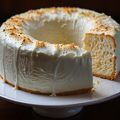 Chiffon cake, cake, food, dessert, sweet, plate, pie, slice, bread, baked, chocolate, delicious, pastry, homemade, piece, breakfast, snack, cheese, closeup, sugar, cream, coffee, tasty, banana, white,